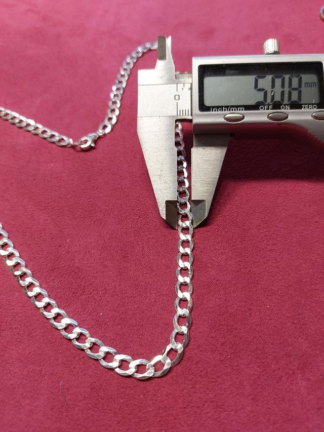 Cadena Barbada Cubana plata 925m. 70 cm.largo