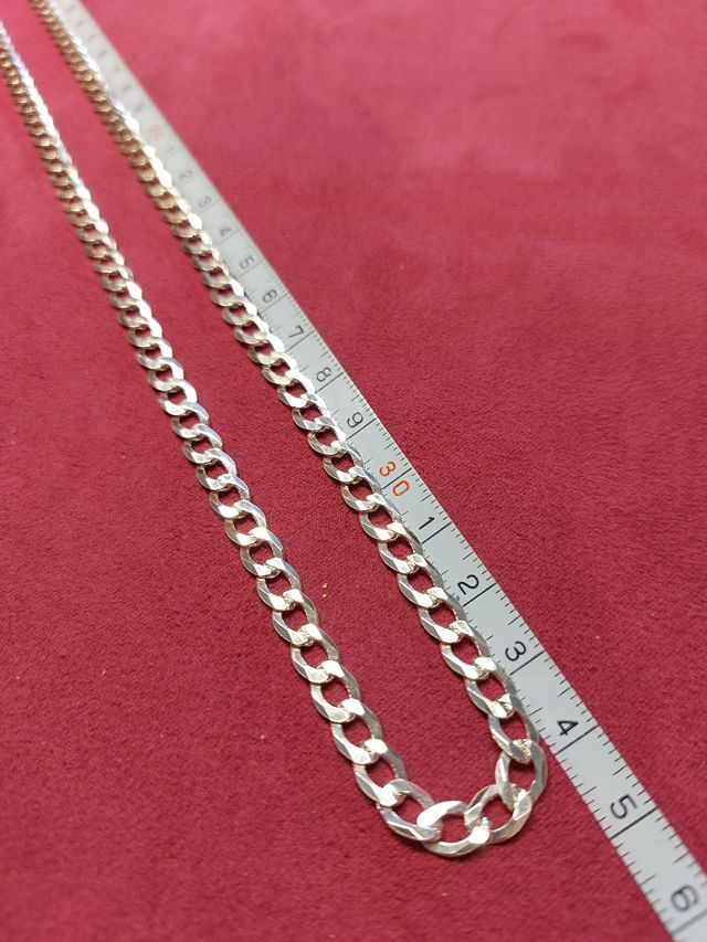 Cadena Barbada Cubana plata 925m. 70 cm.largo