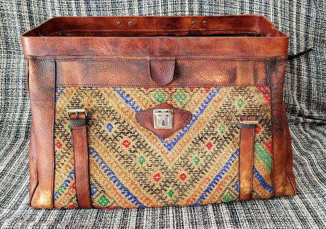 Bolso/Maleta Marroqui Cuero&Kilim hecho a manoUnic