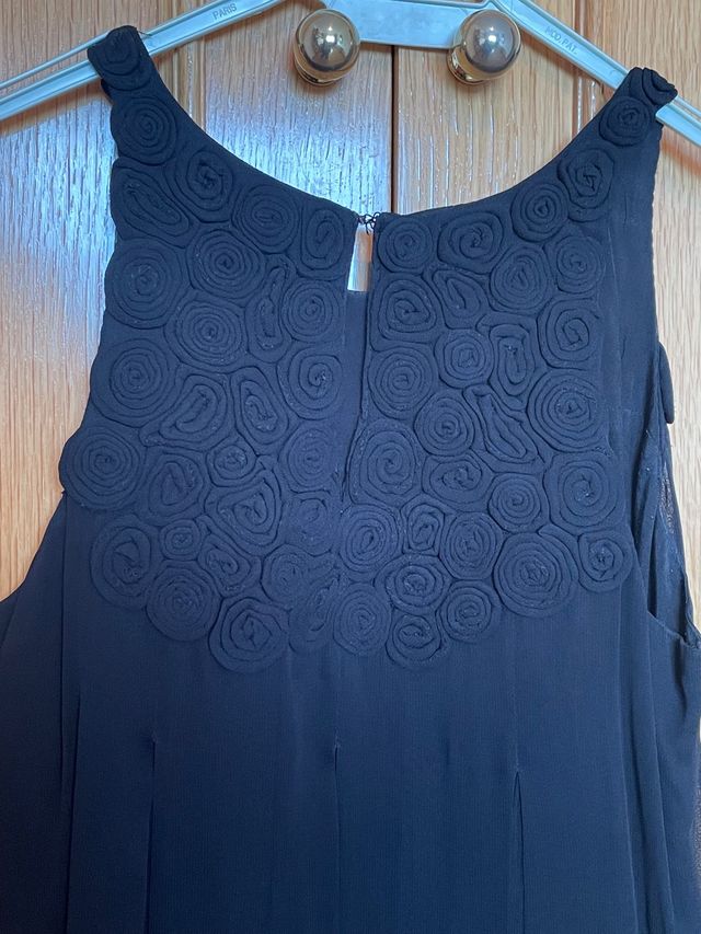 Vestido mini babydoll Tintoretto negro gasa T36f