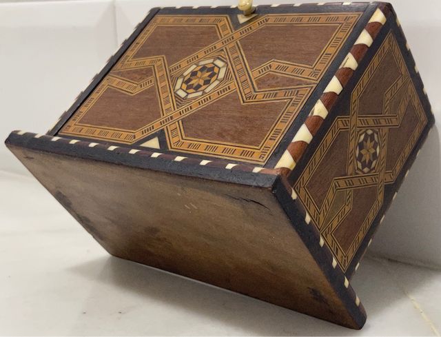 ORIGINAL CAJA TABACALERA MARQUETERÍA TARACEA