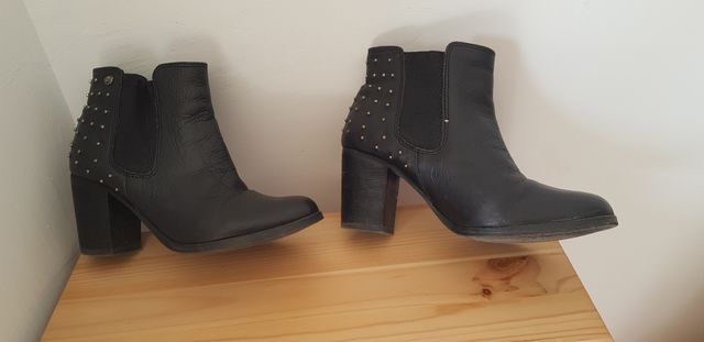 Botines piel T 37 negros