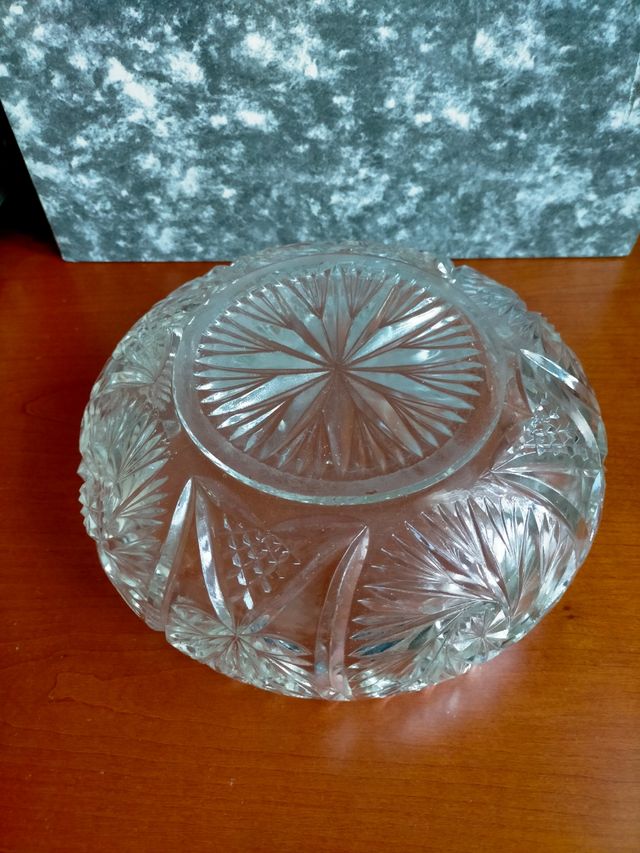 Cuenco / frutero de cristal grabado