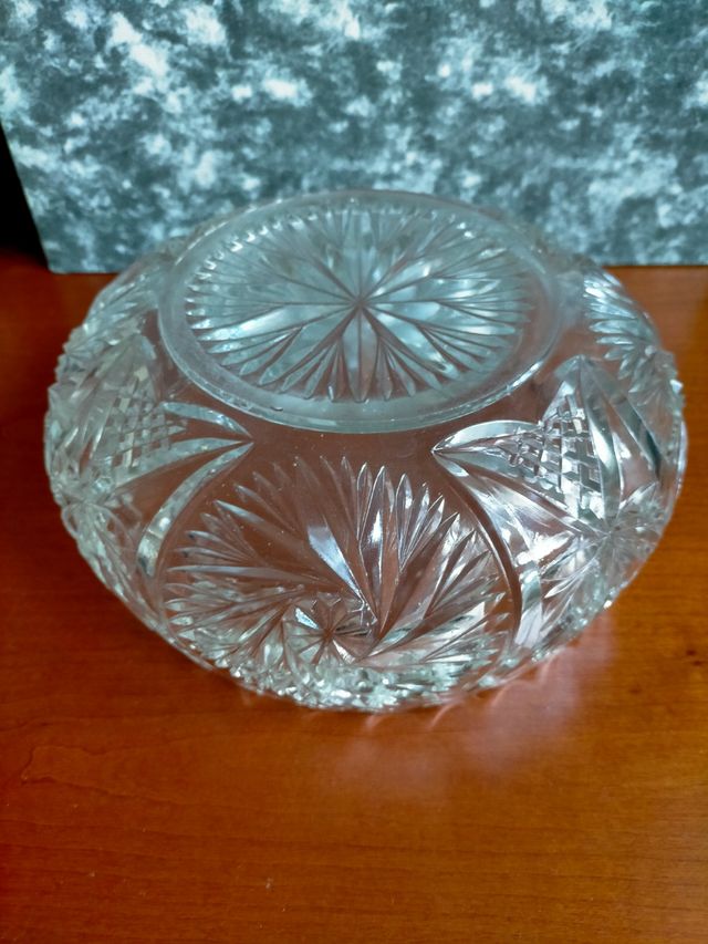 Cuenco / frutero de cristal grabado