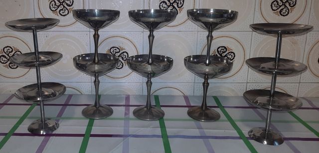 Copas (6) para helado de alpaca plateada