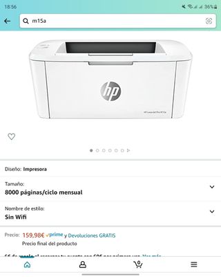 Impresora HP Laserjet Pro M15A de segunda mano por 49 EUR en Fuengirola en  WALLAPOP