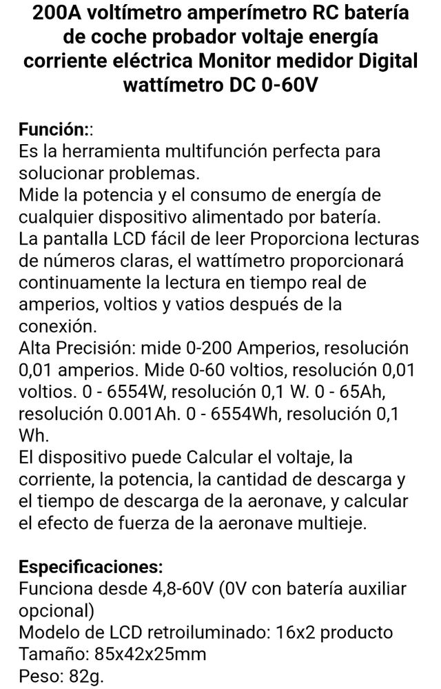 Voltimetro y Amperimetro de 200A