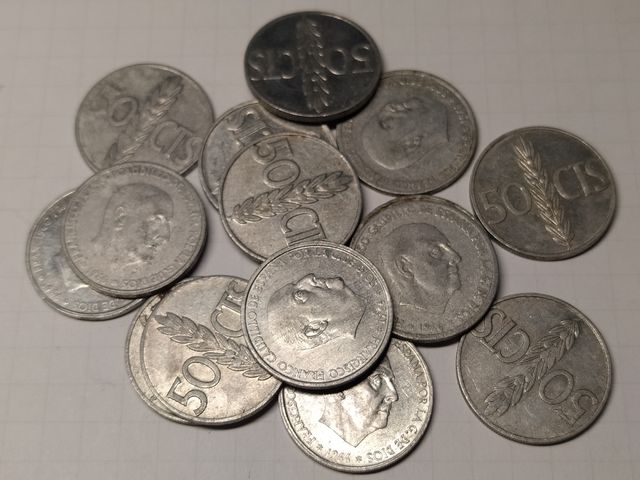 17 Monedas 50 centimos de Pts 1966 franco aluminio