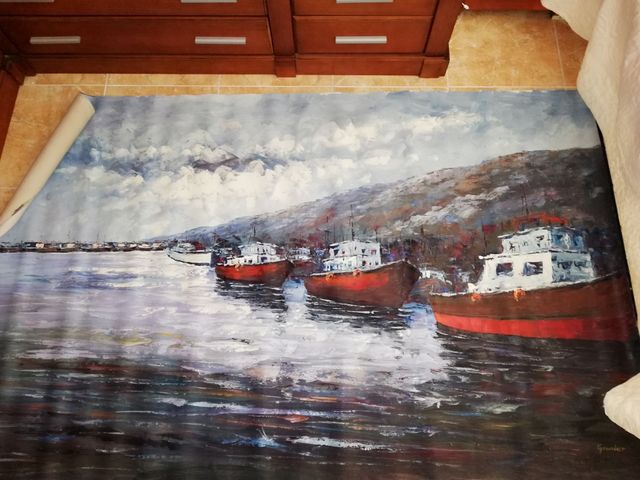Cuadro impresionista conoleo lienzo, los barcos