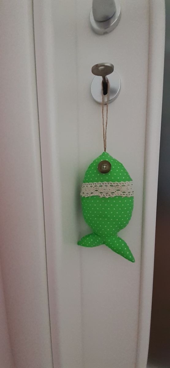 Pesce decorazione da appendere verde a pois pizzo