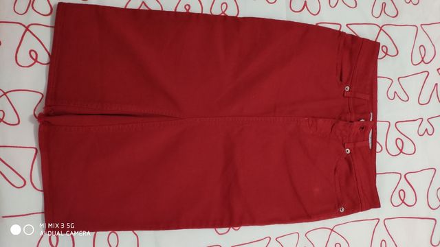 Falda semi larga con fuelle roja vaquero Fornarina