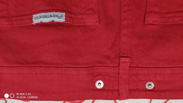 Falda semi larga con fuelle roja vaquero Fornarina