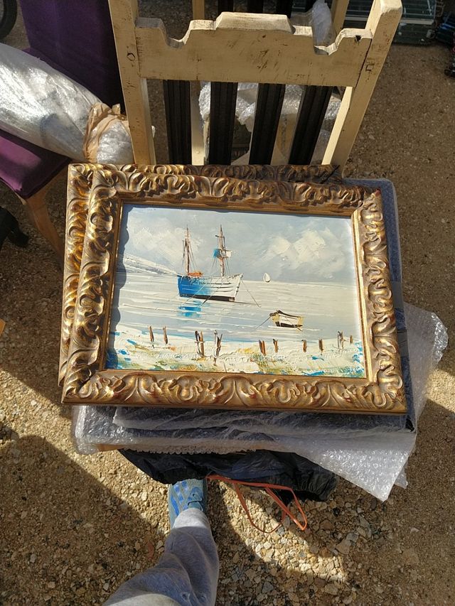 cuadro madera antiguo oleo