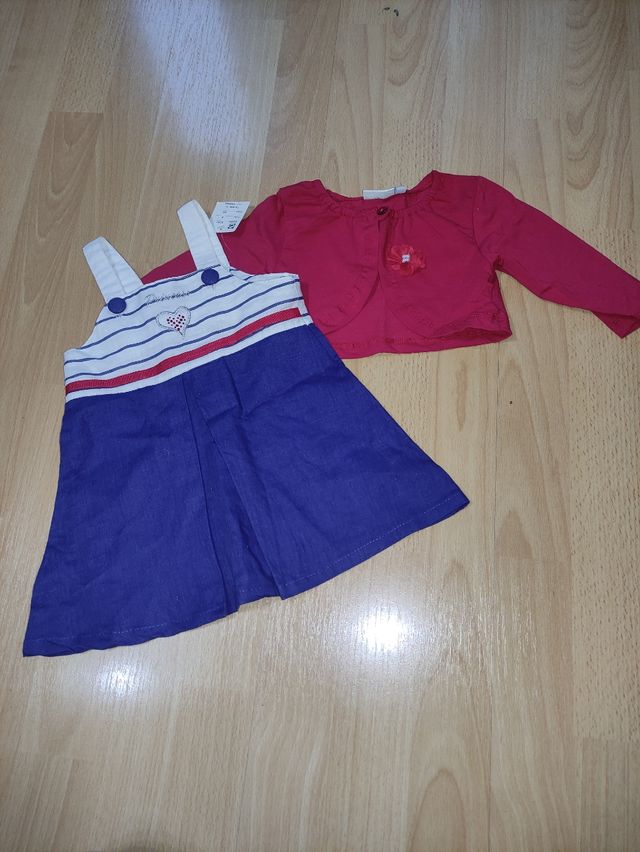 Conjunto vestido y chaqueta de bebe nuevos