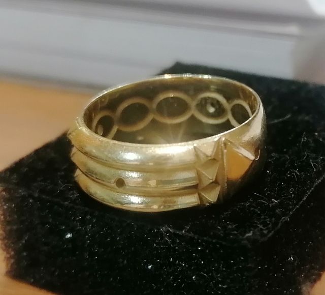 anillo atlante en plata con baño de oro 24k - 8mm.