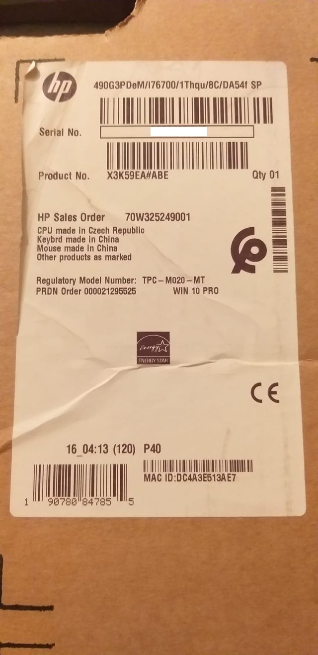 PC microtorre HP ProDesk 490 G3
