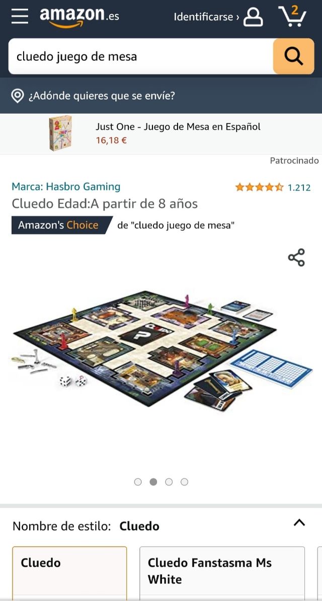 Juego de mesa Cluedo.