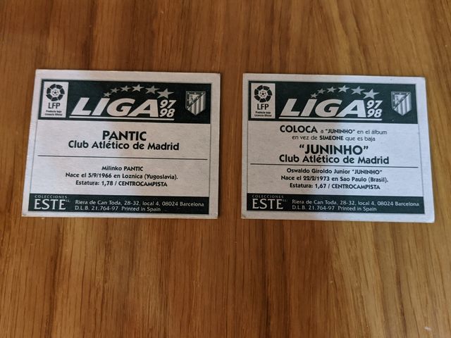 Cromos Atlético de Madrid liga 97-98