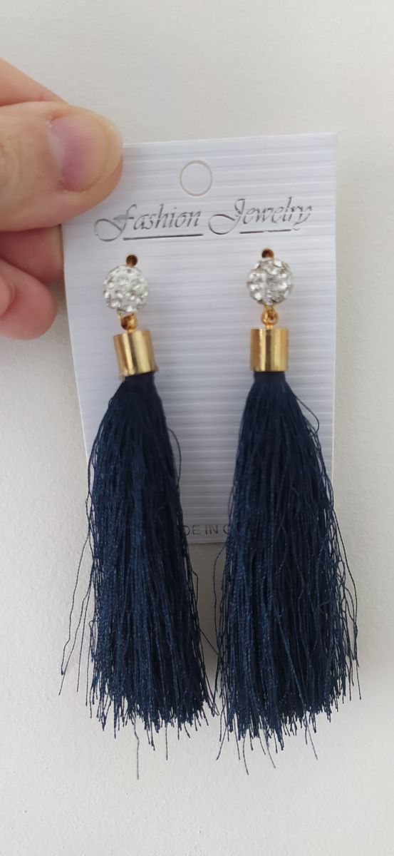 Pendientes largos azul oscuro NUEVOS