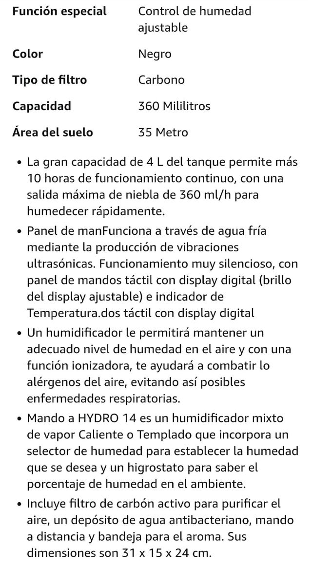 Humidificador ultrasonidos vapor frío o templado