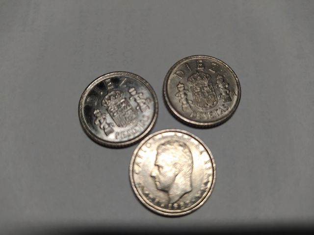 3 monedas de 10 pesetas 1983 RJCI