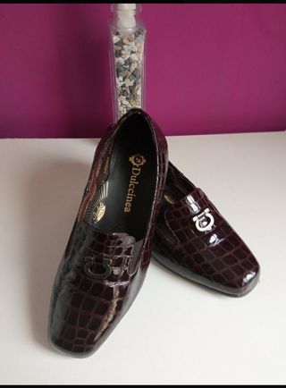 Piedeli 7552 - Salón pico combinado horma ancha » Calzados Dorado