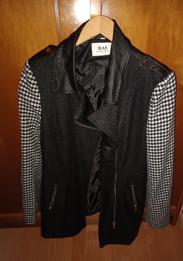 Abrigo polipiel y pata de gallo