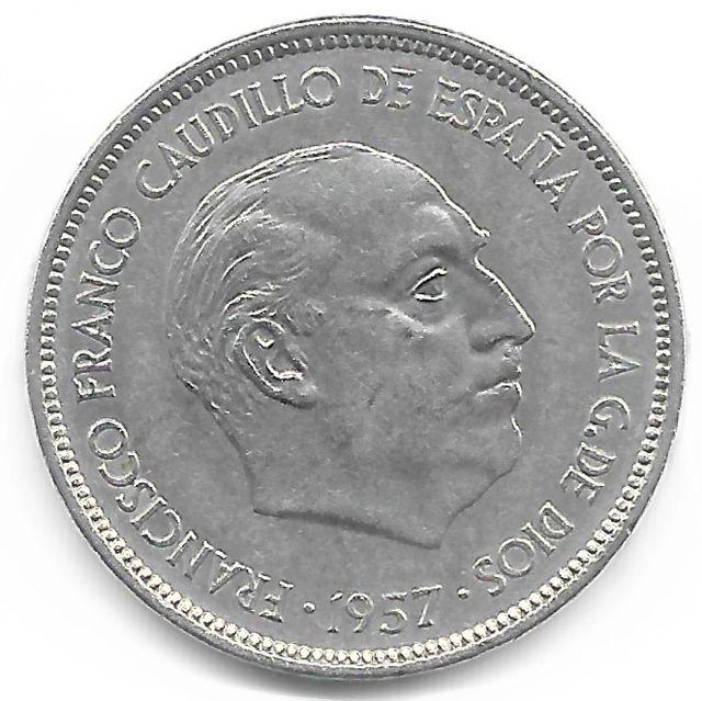 MONEDA ESPAÑA 1957-72. 25 Ptas. km787. Franco.