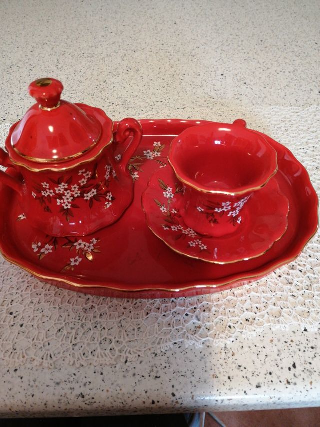 set caffè rosso/oro