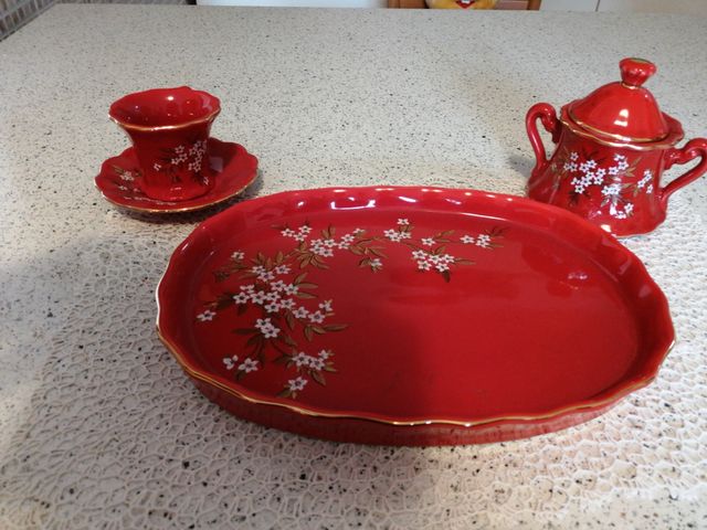 set caffè rosso/oro