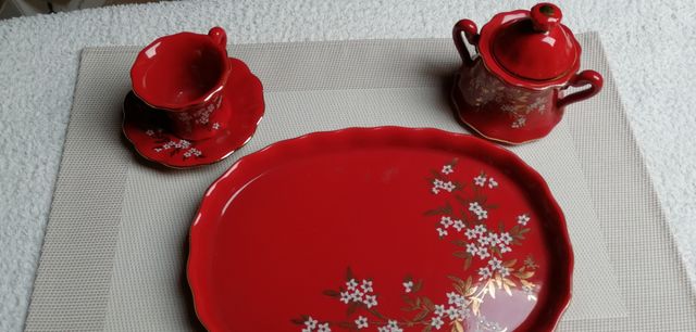 set caffè rosso/oro