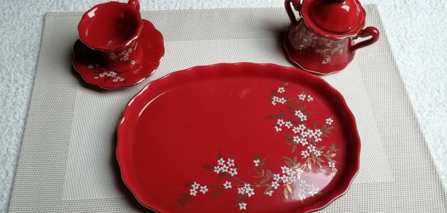 set caffè rosso/oro