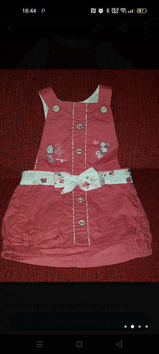 Peto falda+ camiseta.T6 meses.Sergent Major