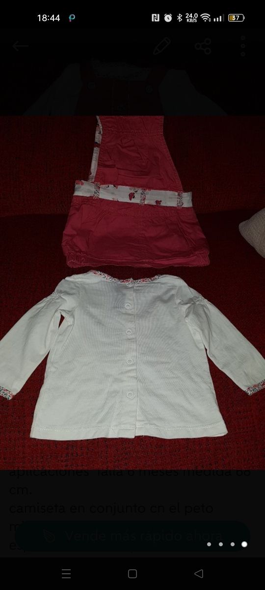 Peto falda+ camiseta.T6 meses.Sergent Major
