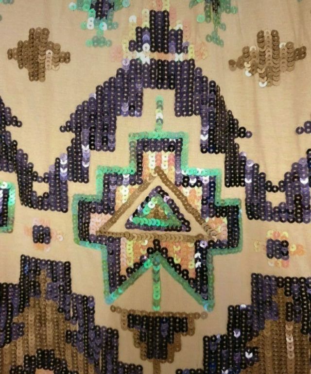 Falda vintage XS lentejuelas elástica etnica