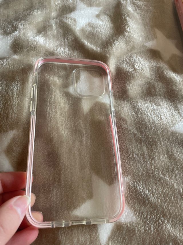 Funda transparente con bordes rosas para iphone 12