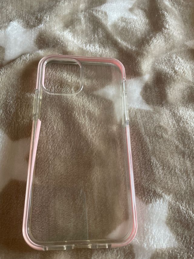 Funda transparente con bordes rosas para iphone 12