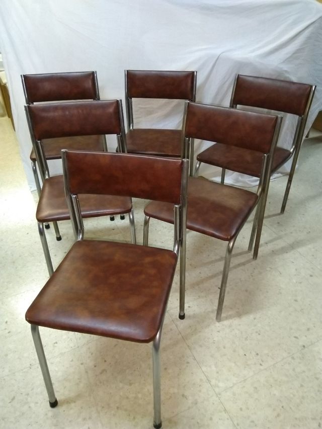 Últim preu! Cadires de ferro cromat/skai marró