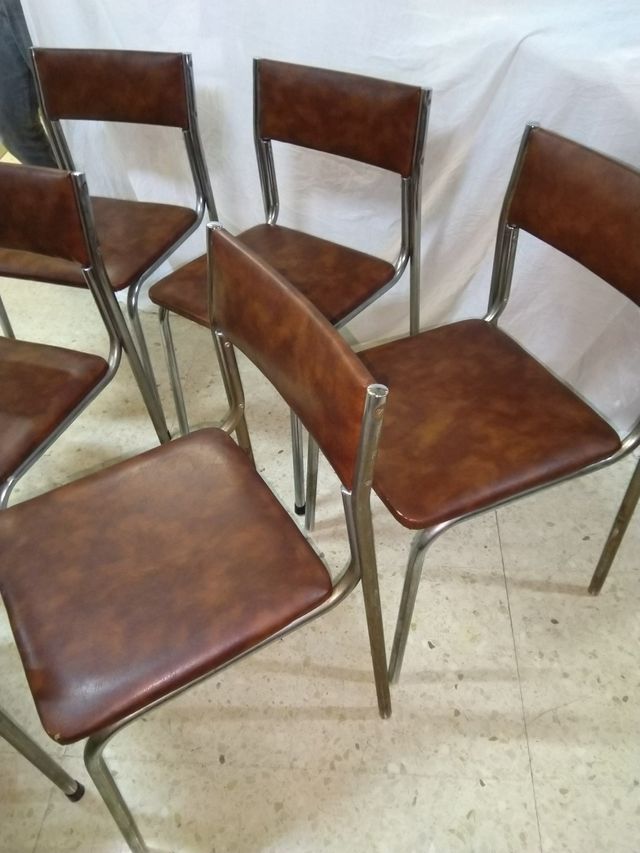 Últim preu! Cadires de ferro cromat/skai marró