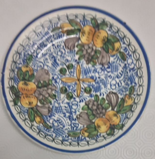 antiguo plato ceramica esmaltada manises de 100