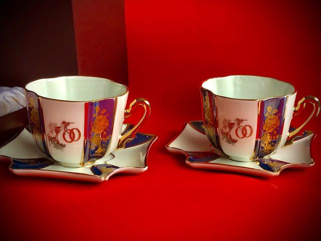 TAZAS PORCELANA NUEVAS 25 ANIVERSARIO BODAS