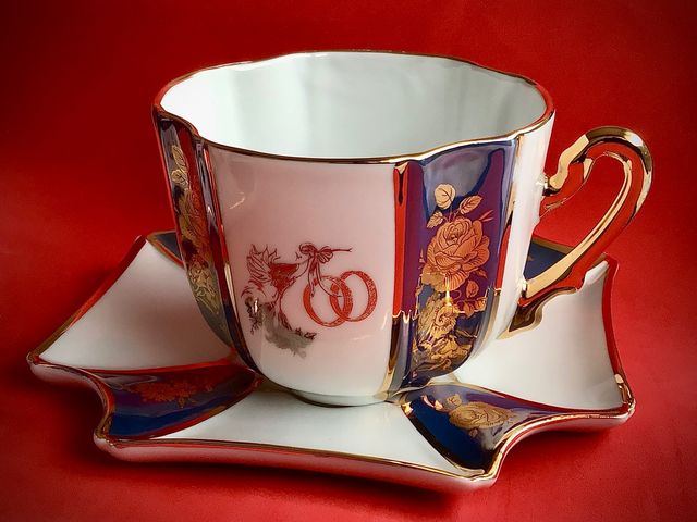 TAZAS PORCELANA NUEVAS 25 ANIVERSARIO BODAS