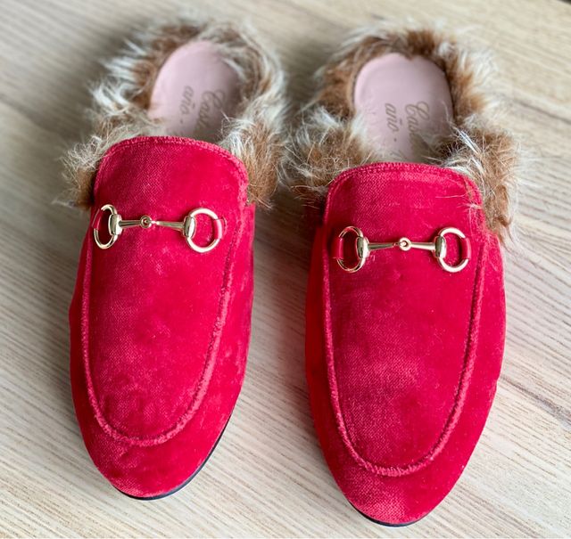 Mules de terciopelo. Talla 38