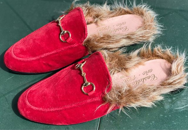 Mules de terciopelo. Talla 38