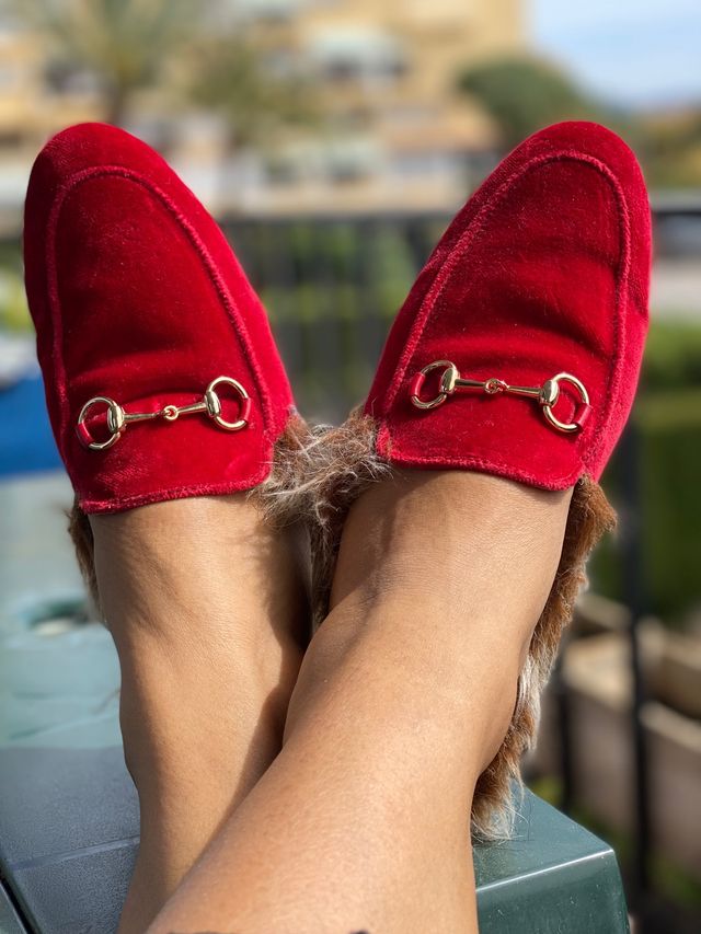 Mules de terciopelo. Talla 38