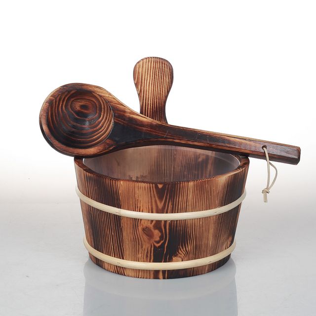 Cubo+cucharon madera interior plastico