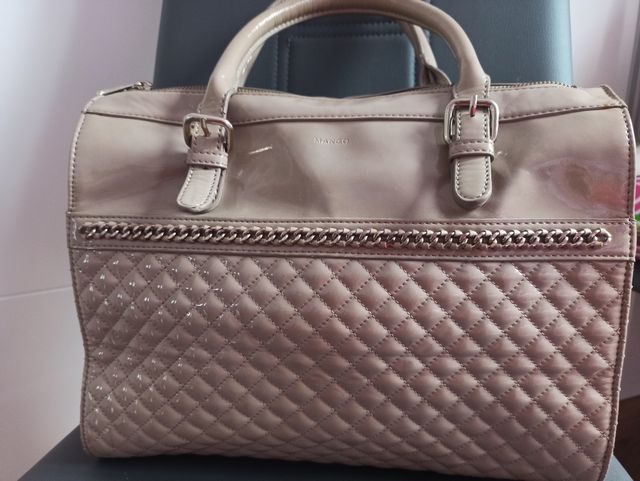 Bolso charol beige grande