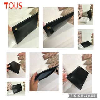 BOLSO CLUTCH TOUS PIEL NEGRA CON RELIEVE OSO