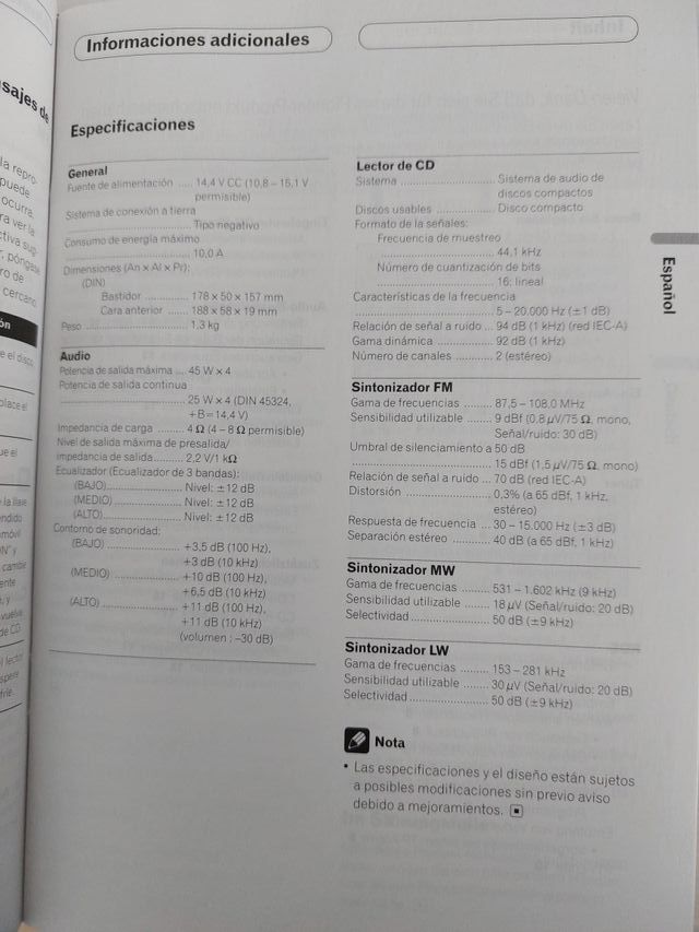 Radio CD coche PIONEER