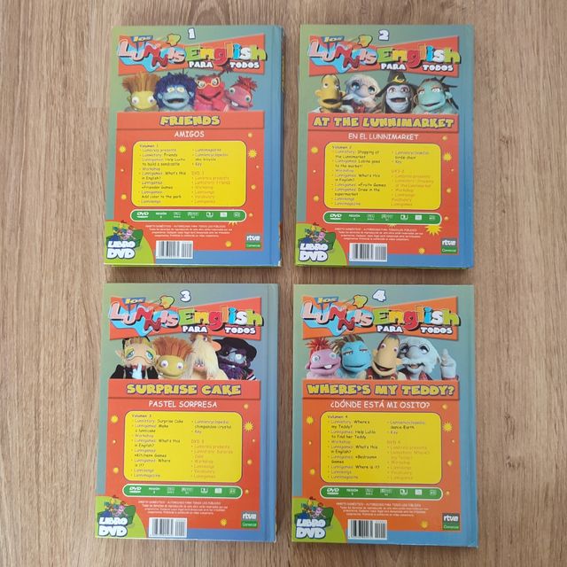 4 libros 4 DVD Los Lunnis, English